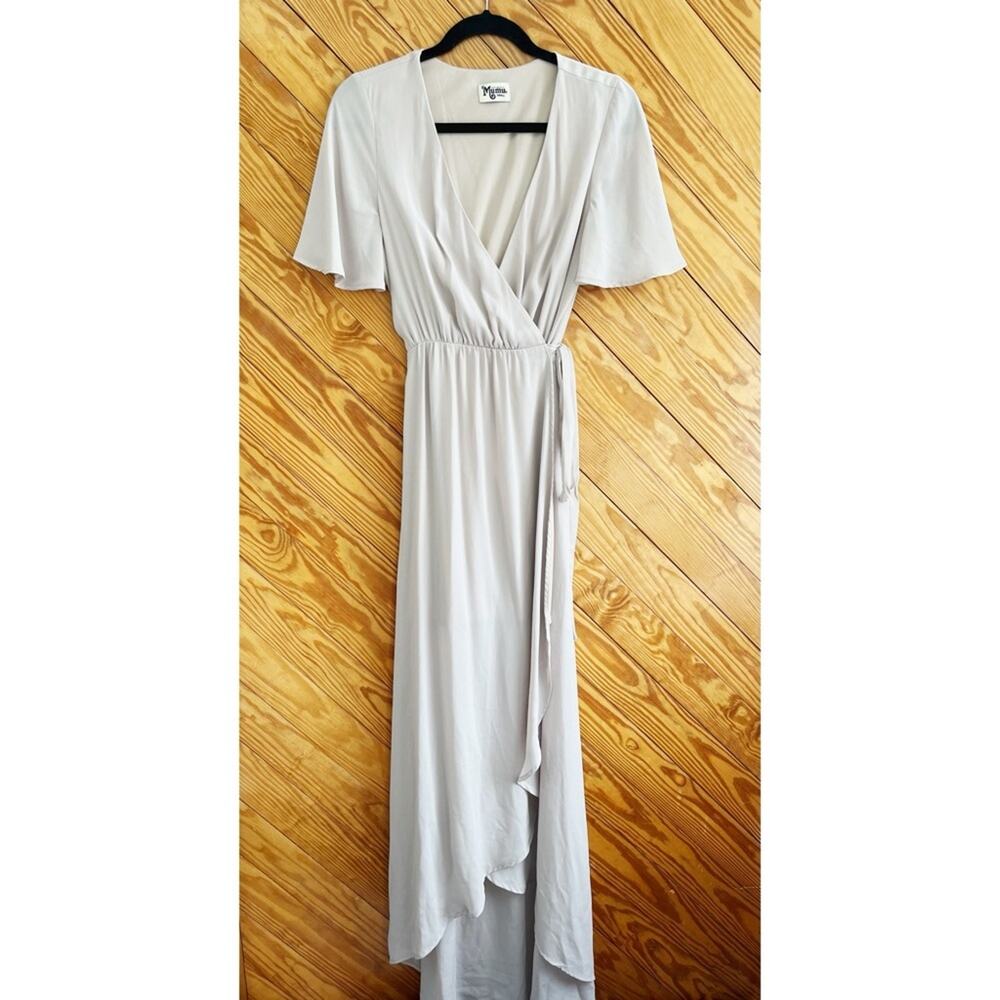Show Me Your Mumu Sophia Wrap Dress Bridesmaid Beige Deep Ring Crisp - Picture 2 of 8